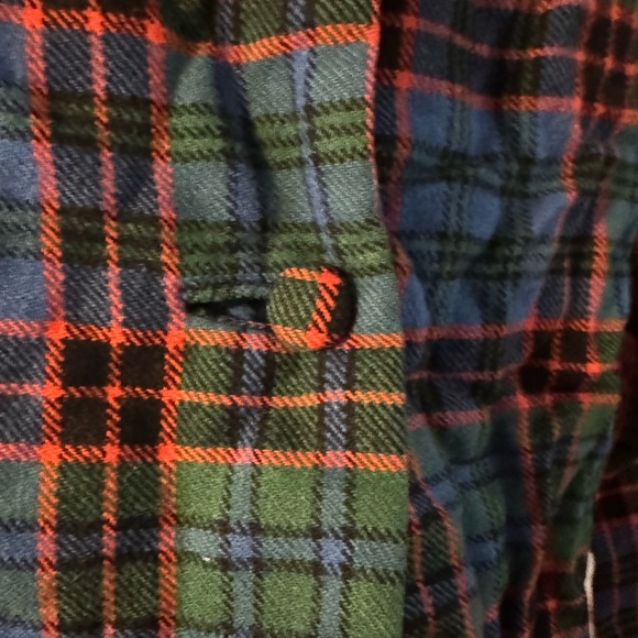 Vintage Wool Tartan Plaid Cape Button Closure Purple Lining Swing Shape S-XL - Picture 3 of 8